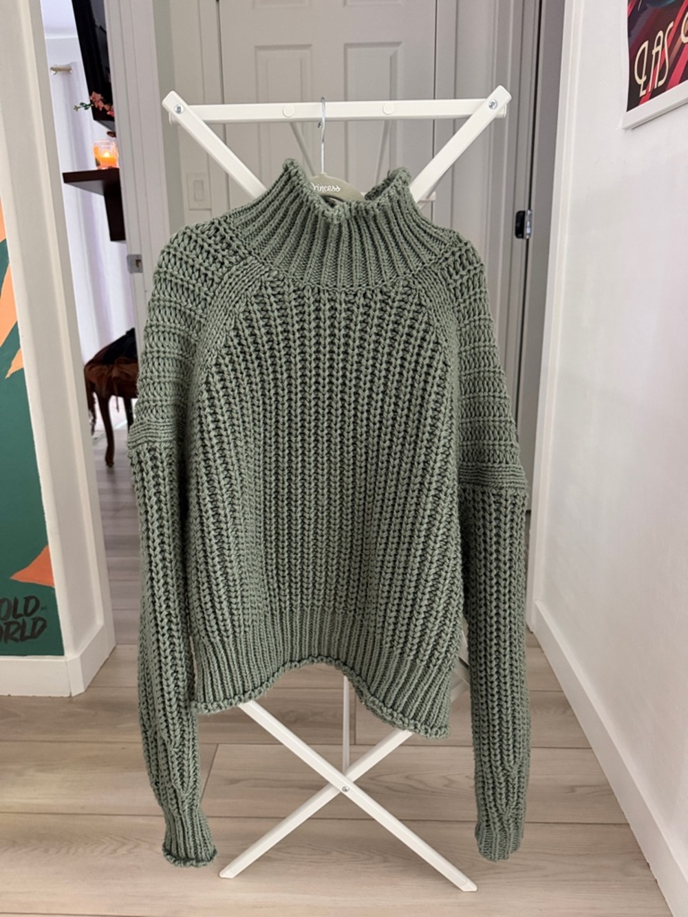 H&M Soft Chunky Knit High-Neck Sweater - Sage Green
